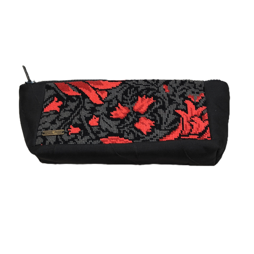 Black & Red Tapestry purse - hand embroidered - Helen Kuster