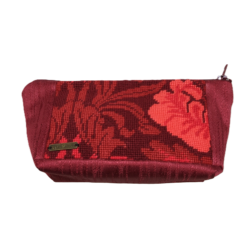 Red Tapestry purse - hand embroidered - Helen Kuster