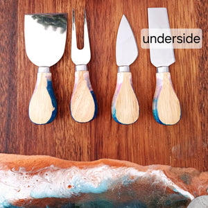 Art Resin Cheese Knife Set - Blue and White - Belong Design